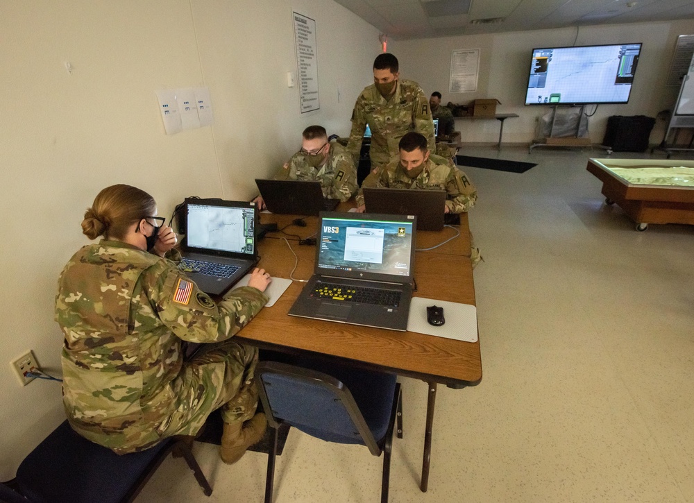 Soldiers participate in VBS3 simulator training at Fort McCoy, WI - Total Force Training Center