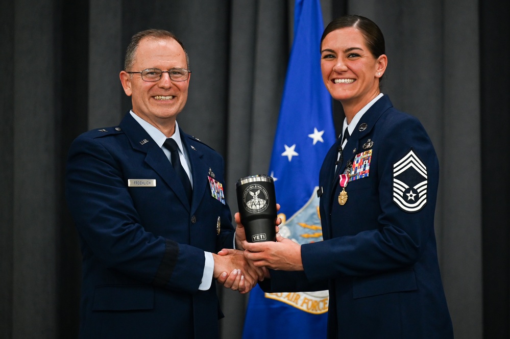 Chief Master Sgt. Tara Mecham, A4 Logistics and Engineering superintendent retires