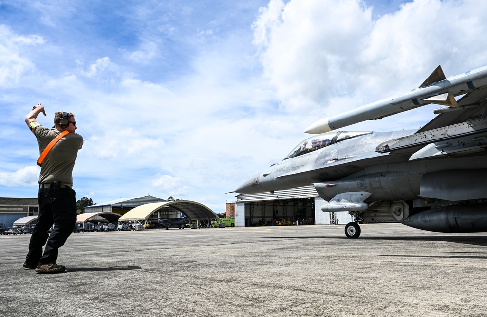 U.S. and Colombian Air Force aircraft take off during Exercise Relampago VI