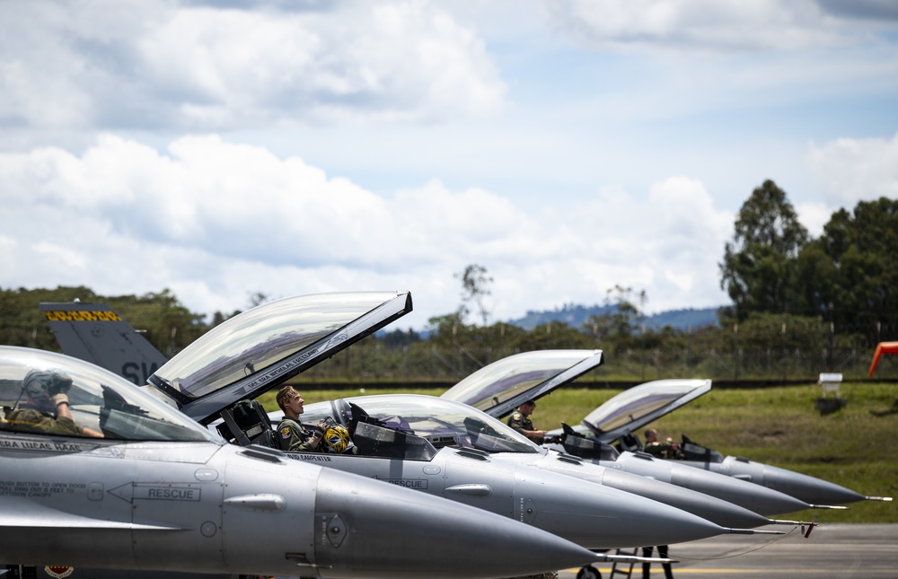 U.S. and Colombian Air Force aircraft take off during Exercise Relampago VI