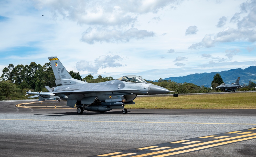 U.S. and Colombian Air Force aircraft take off during Exercise Relampago VI