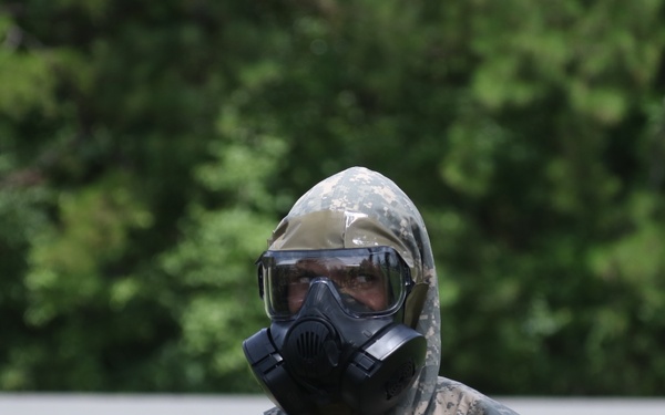 Soldiers of the 482nd Chemical Company demonstrate decontamination capabilities and perform decontamination training