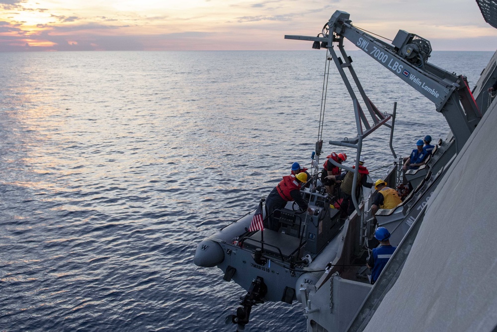 Man-Overboard Drill Aboard USS Charleston (LCS 18)