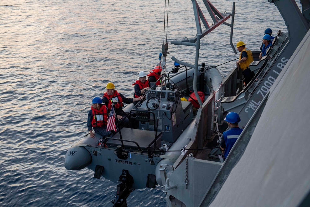 Man-Overboard Drill Aboard USS Charleston (LCS 18)