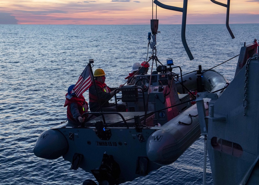 Man-Overboard Drill Aboard USS Charleston (LCS 18)