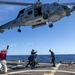 Sailors prepare to conduct a helo in-flight refueling (HIFI) with MH-60R Seahawk