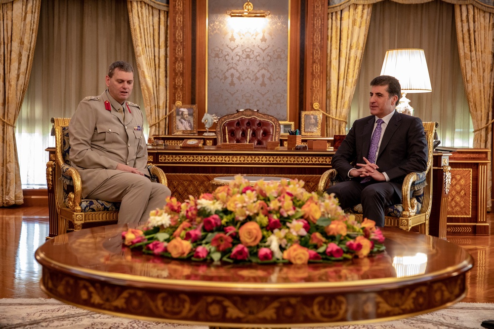 Brigadier General Richard Bell meets with President Barzani to discuss continuous efforts to defeat Isis.