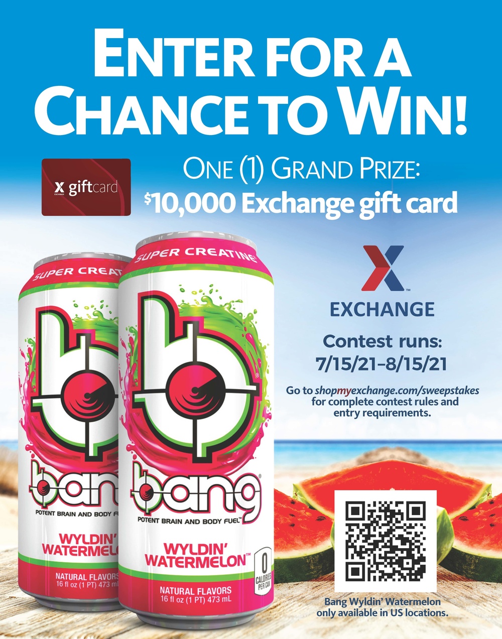 Exchange Shoppers Can Win a $10,000 Gift Card in Bang Energy Sweepstakes