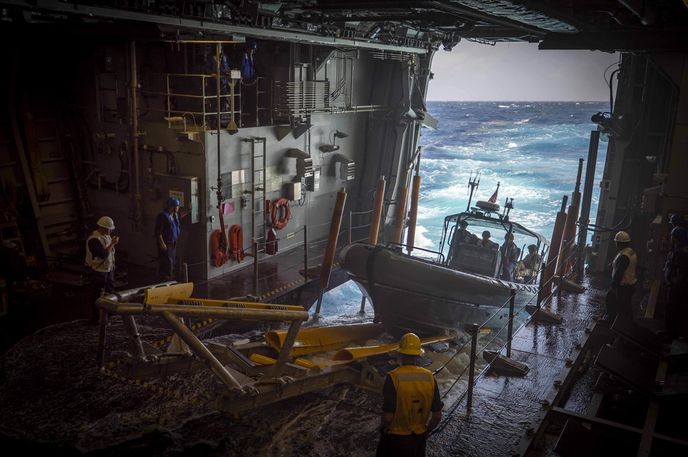 LEDET Coast Guardsmen Conduct RHIB Operations Aboard USS Billings