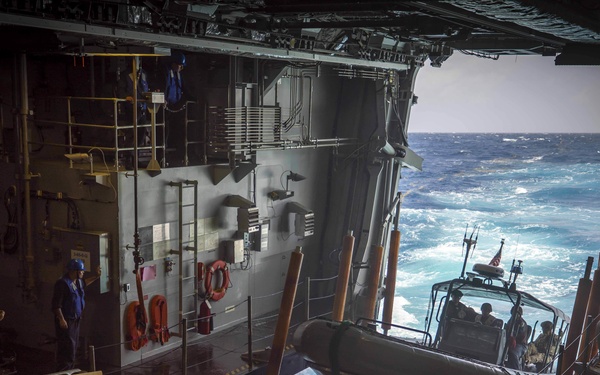 LEDET Coast Guardsmen Conduct RHIB Operations Aboard USS Billings