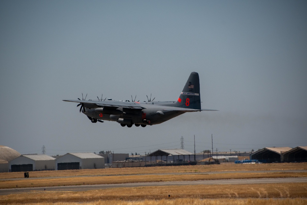 Air National Guard C-130, MAFFS 8 out of Reno, Nev. launches from McClellan Air Tanker Base, Sacramento, Calif.