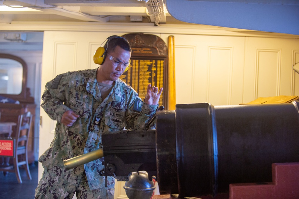 USS Constitution conducts morning colors