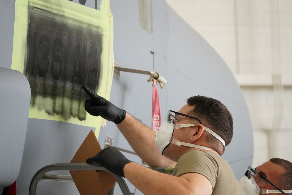 136th Airlift Wing prepares to paint their new C-130J aircraft