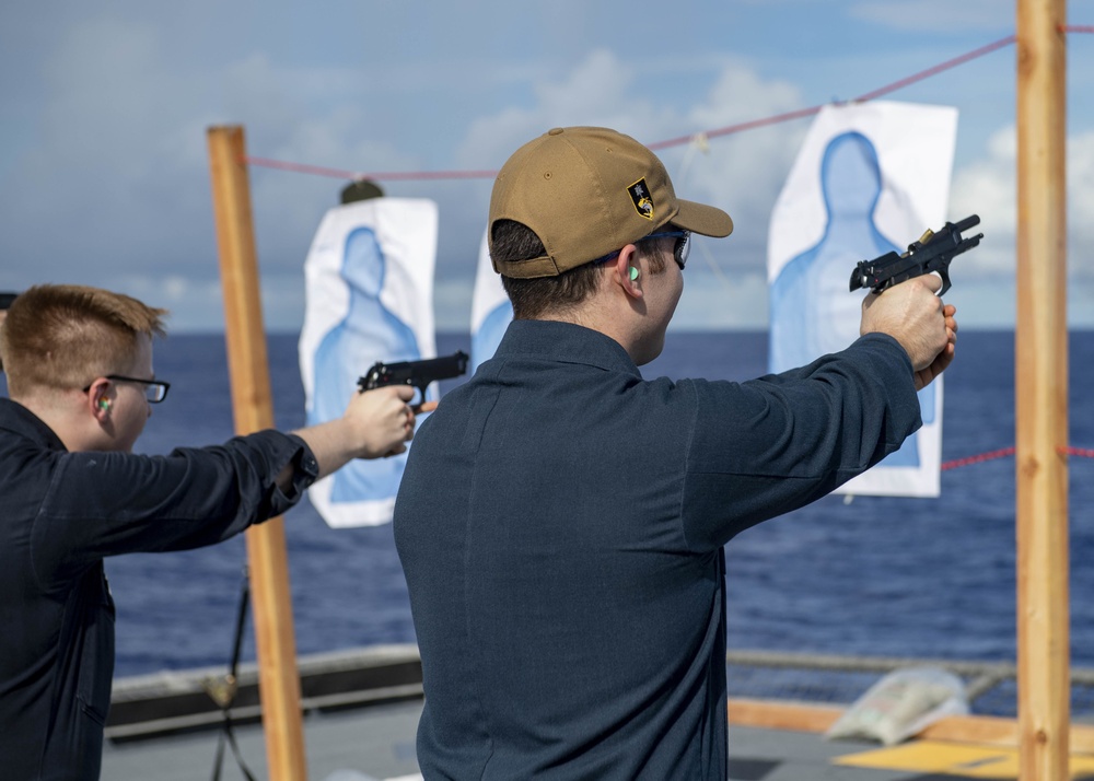 Small Arms Shoot Aboard USS Charleston (LCS 18)