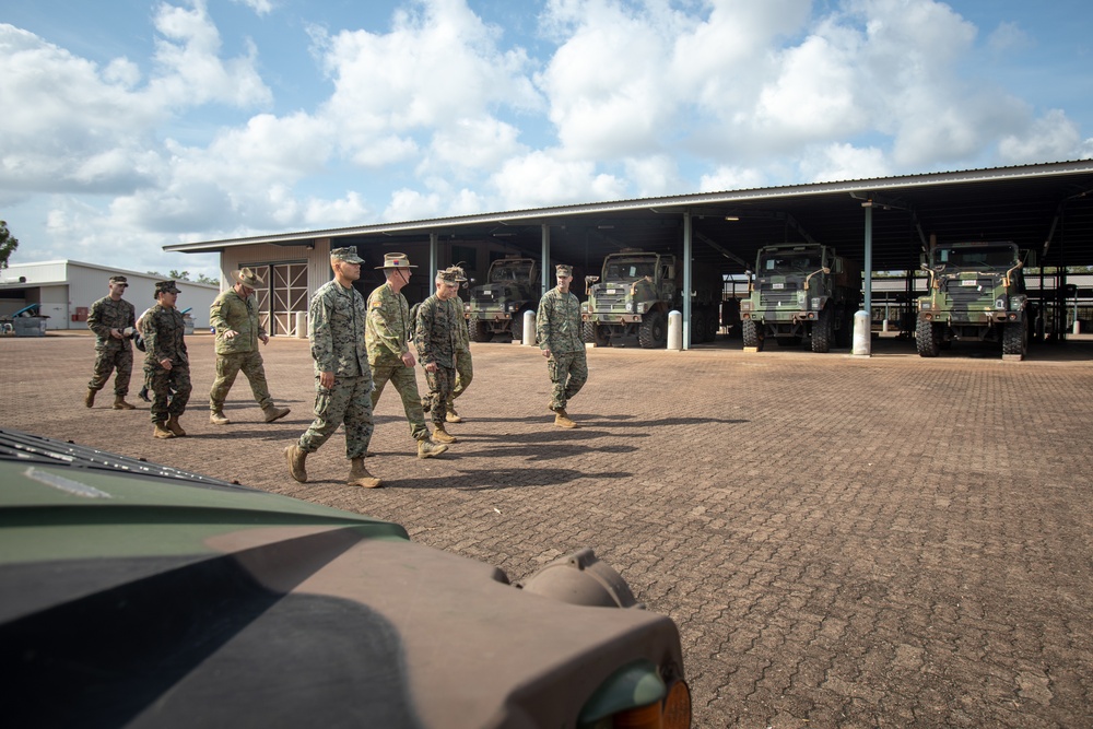 Chief of the Australian Army Lt. Gen. Richard Burr tours MRF-D working spaces