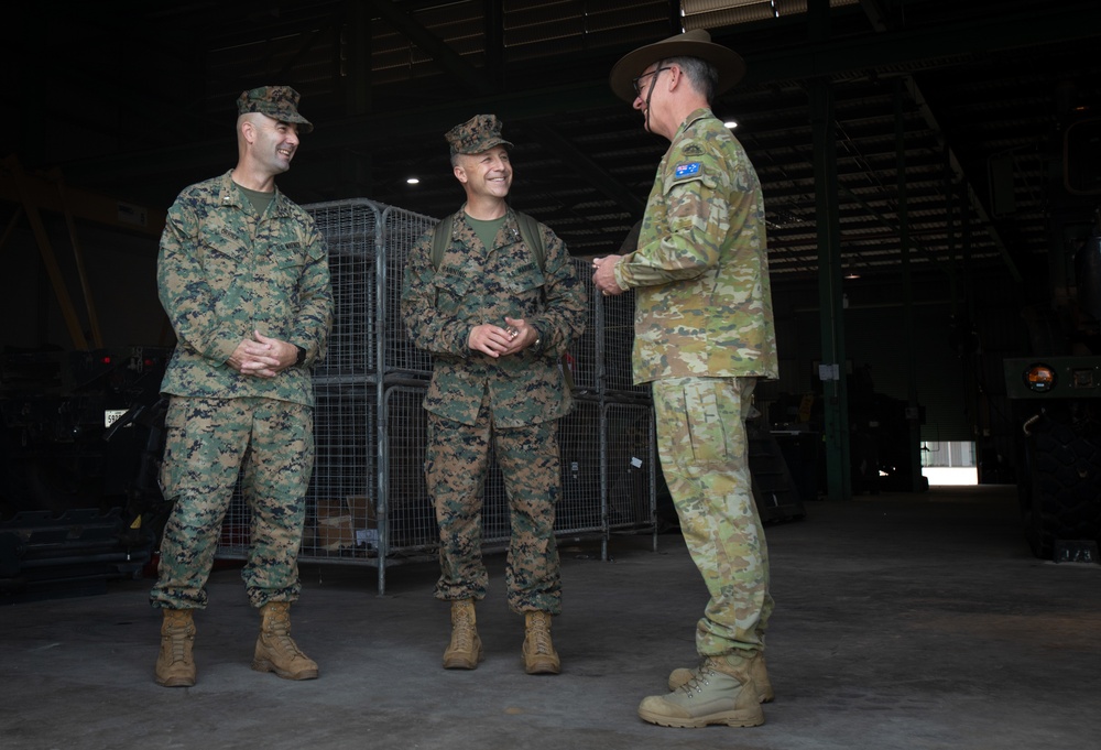 Chief of the Australian Army Lt. Gen. Richard Burr tours MRF-D working spaces