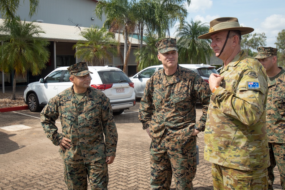 Chief of the Australian Army Lt. Gen. Richard Burr tours MRF-D working spaces