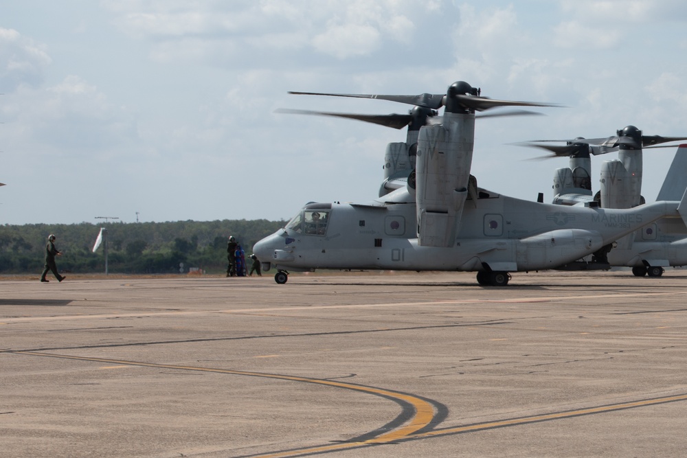U.S. Marines load supplies and personnel for Talisman Sabre 21