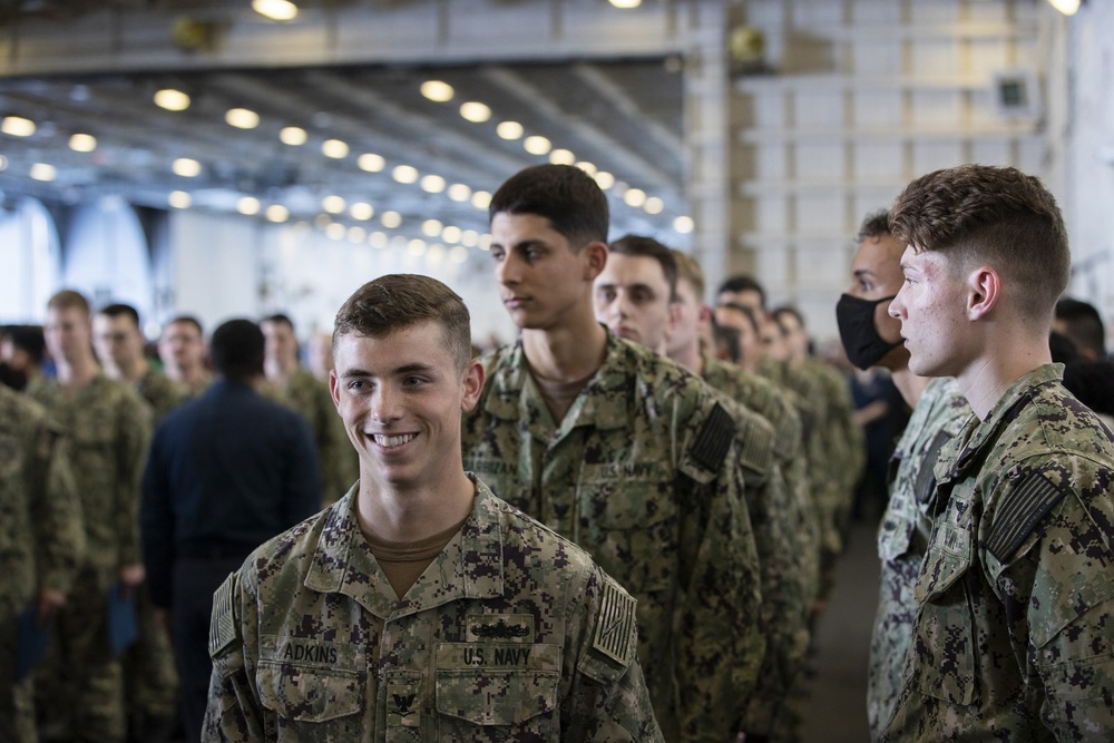USS Gerald R. Ford (CVN 78) Mass Frocks New Petty Officers