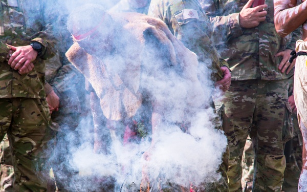 Exercise Talisman Sabre 2021 participants take part in a Welcome to Country smoking ceremony
