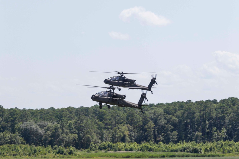 The 3rd Combat Aviation Brigade receives AH-64E Apache helicopters.