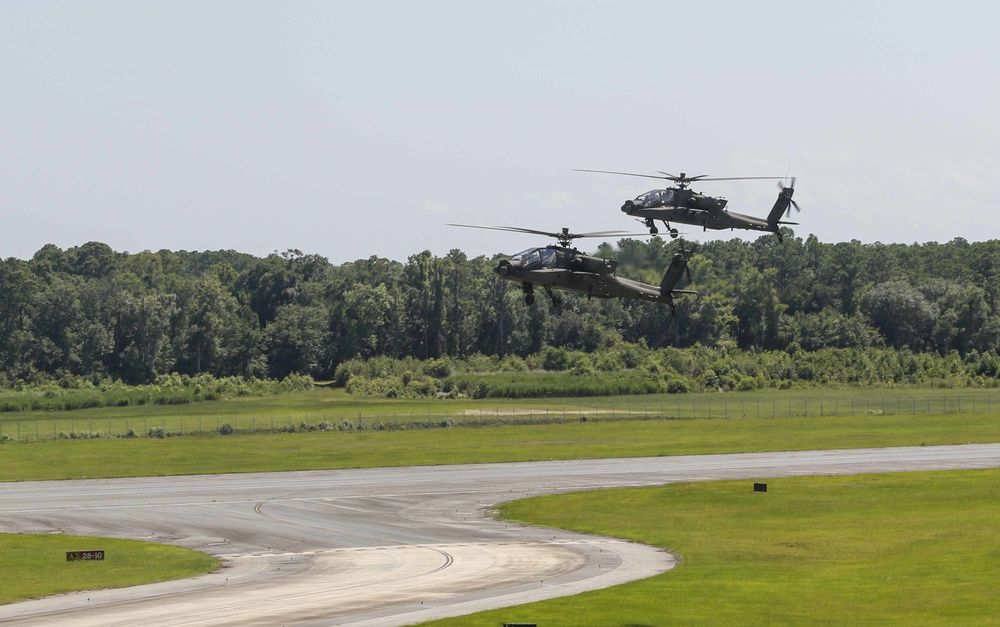 The 3rd Combat Aviation Brigade receives AH-64E Apache helicopters.
