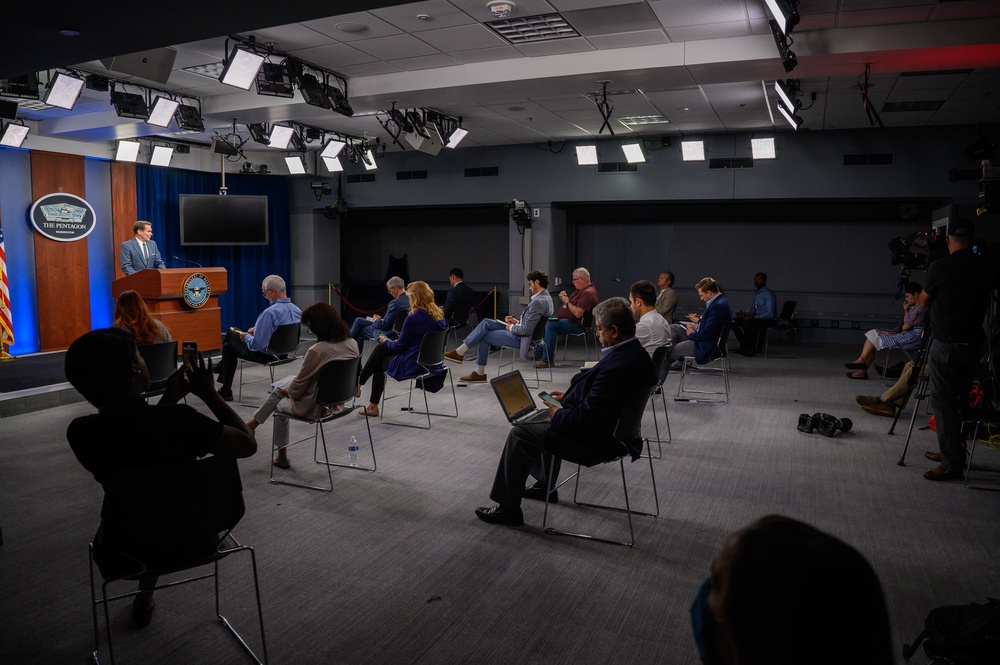 Pentagon Press Secretary John F. Kirby briefs the press