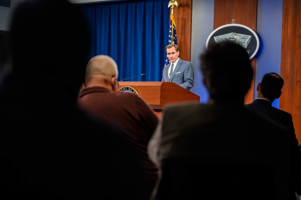 Pentagon Press Secretary John F. Kirby briefs the press