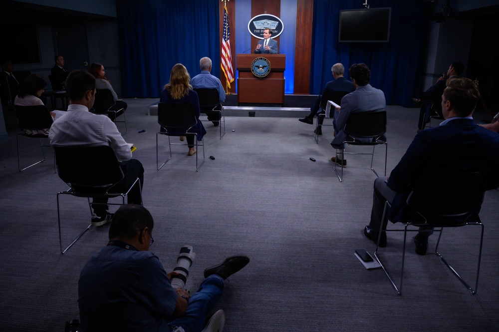 Pentagon Press Secretary John F. Kirby briefs the press