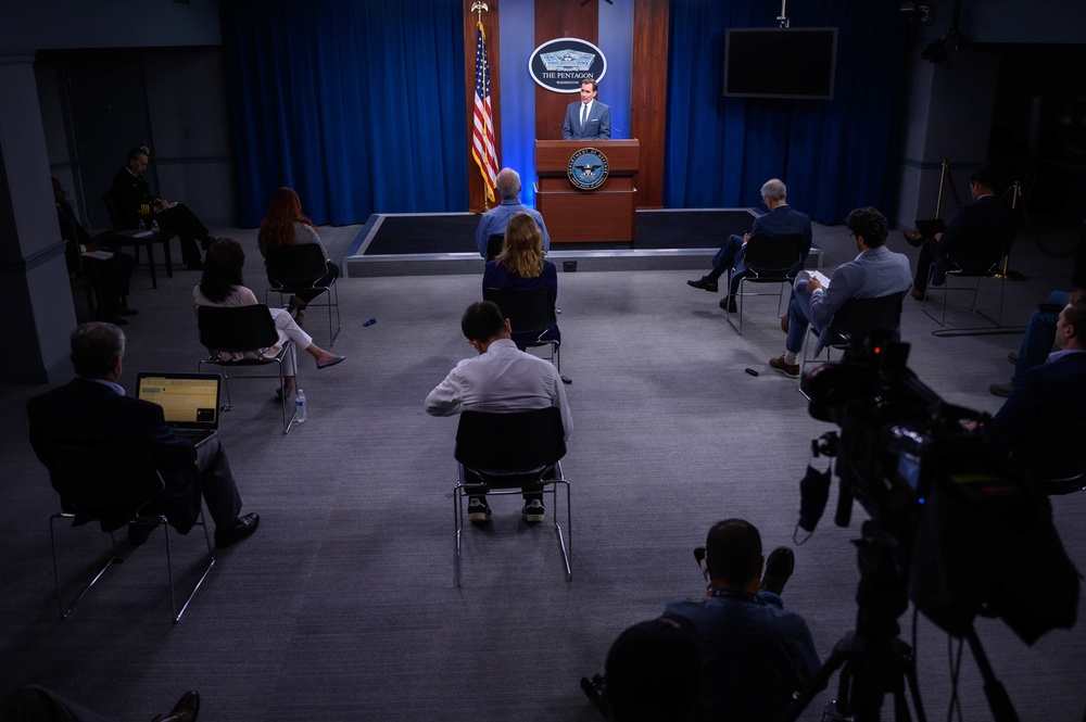 Pentagon Press Secretary John F. Kirby briefs the press