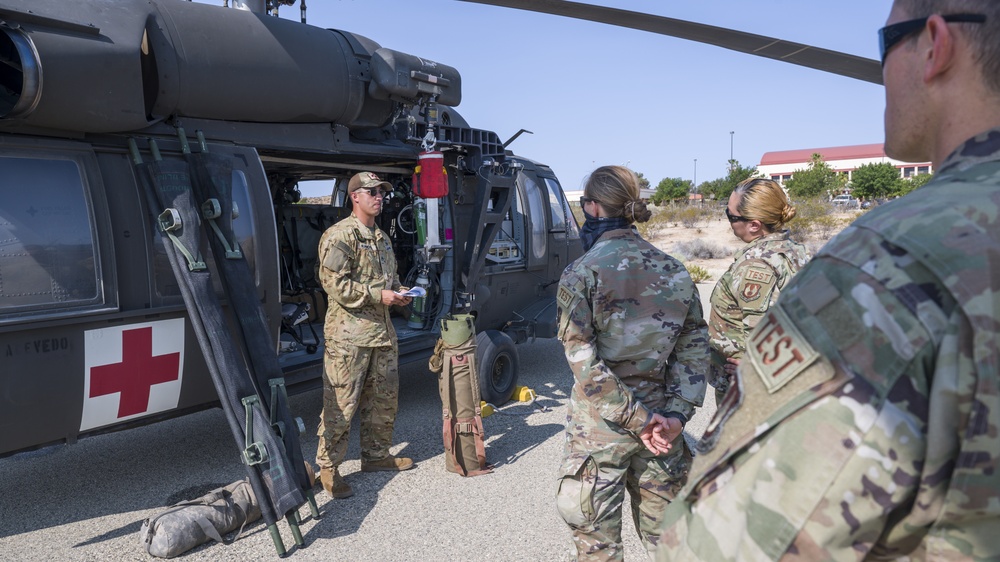 412th MDG conducts “Dustoff” training with Fort Irwin helicopters