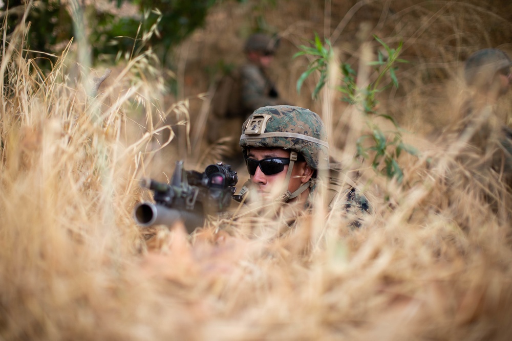 U.S. Marines participate in a selection range for 1st MARDIV Super Squad