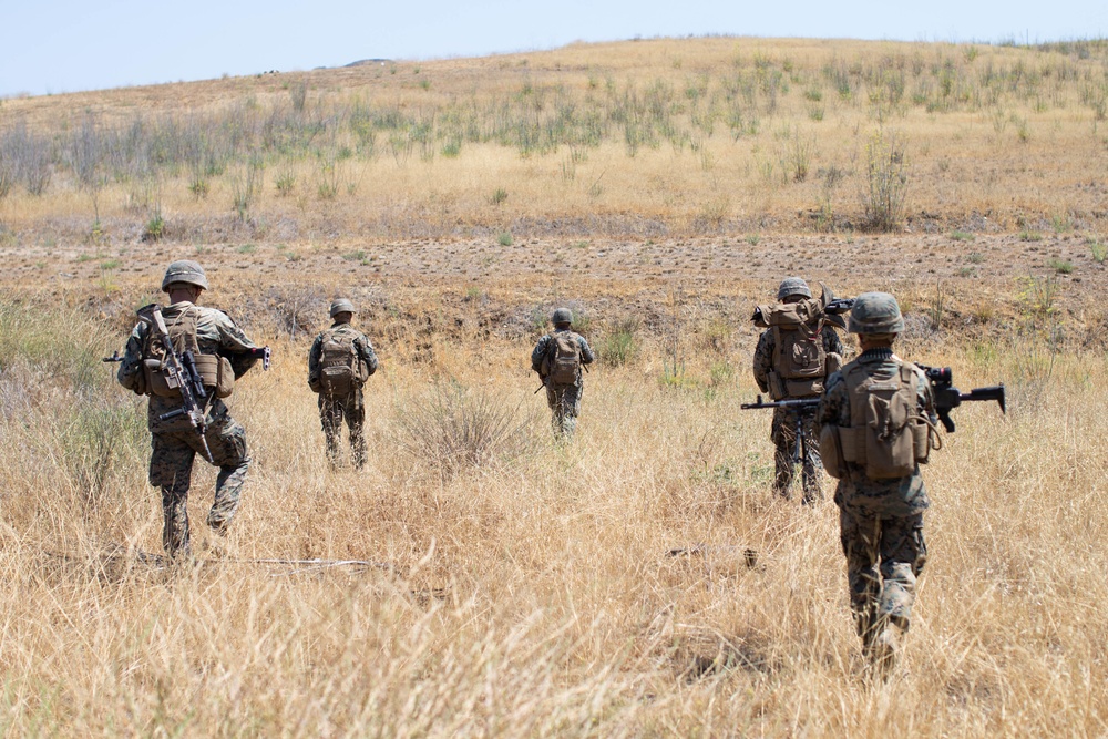 U.S. Marines participate in a selection range for 1st MARDIV Super Squad