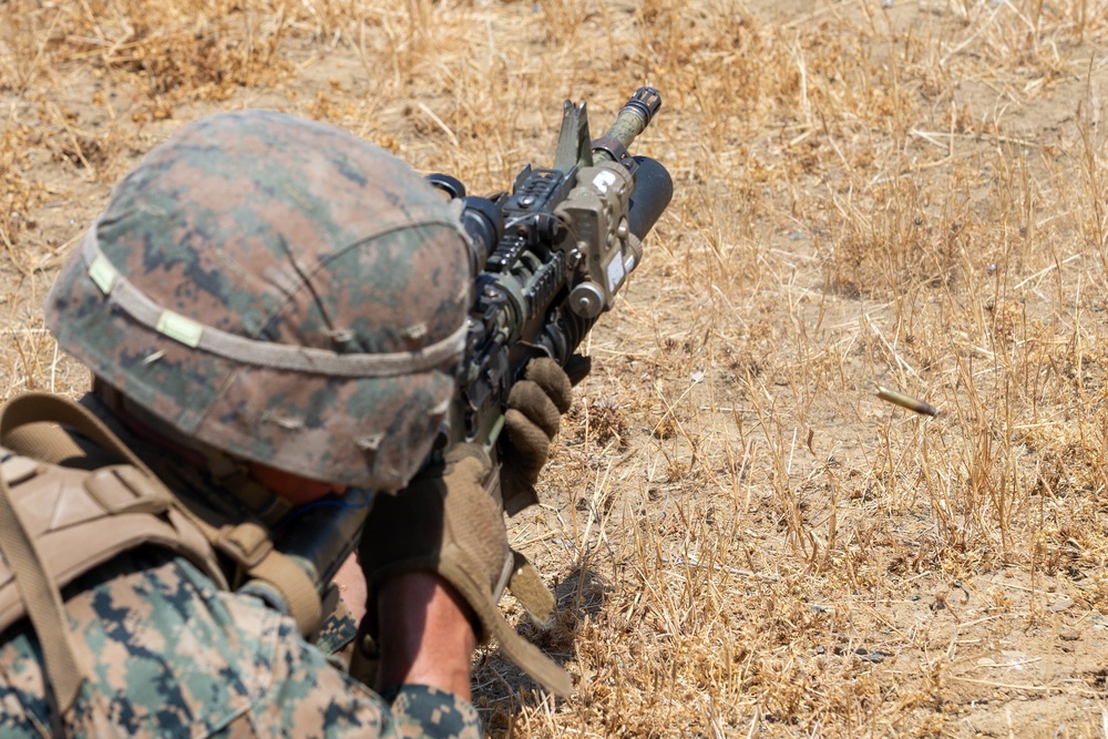 U.S. Marines participate in a selection range for 1st MARDIV Super Squad