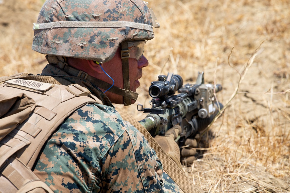 U.S. Marines participate in a selection range for 1st MARDIV Super Squad