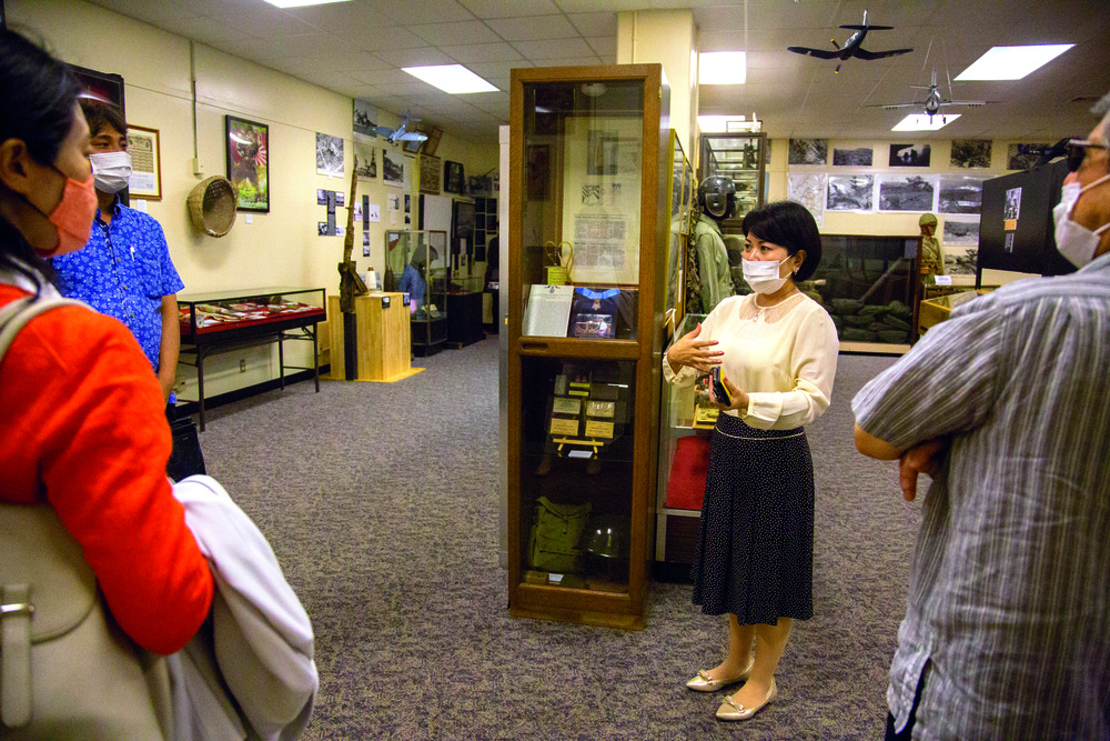 Thinking of peace studies: Local educators visit Kinser Battle of Okinawa Historical display