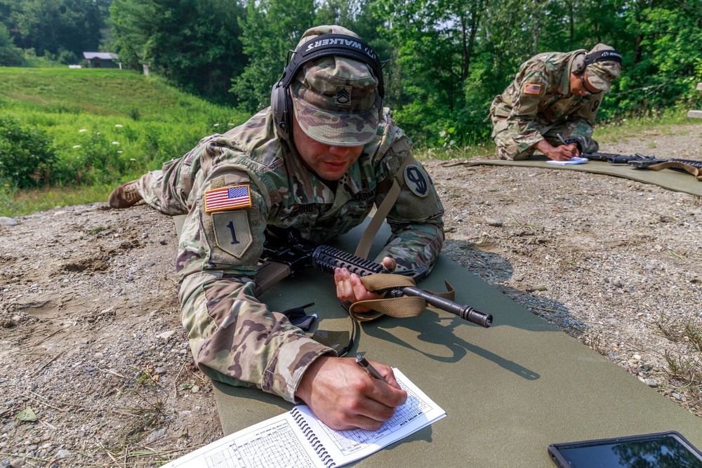 Staff Sgt. Devin Crawford marks shot group