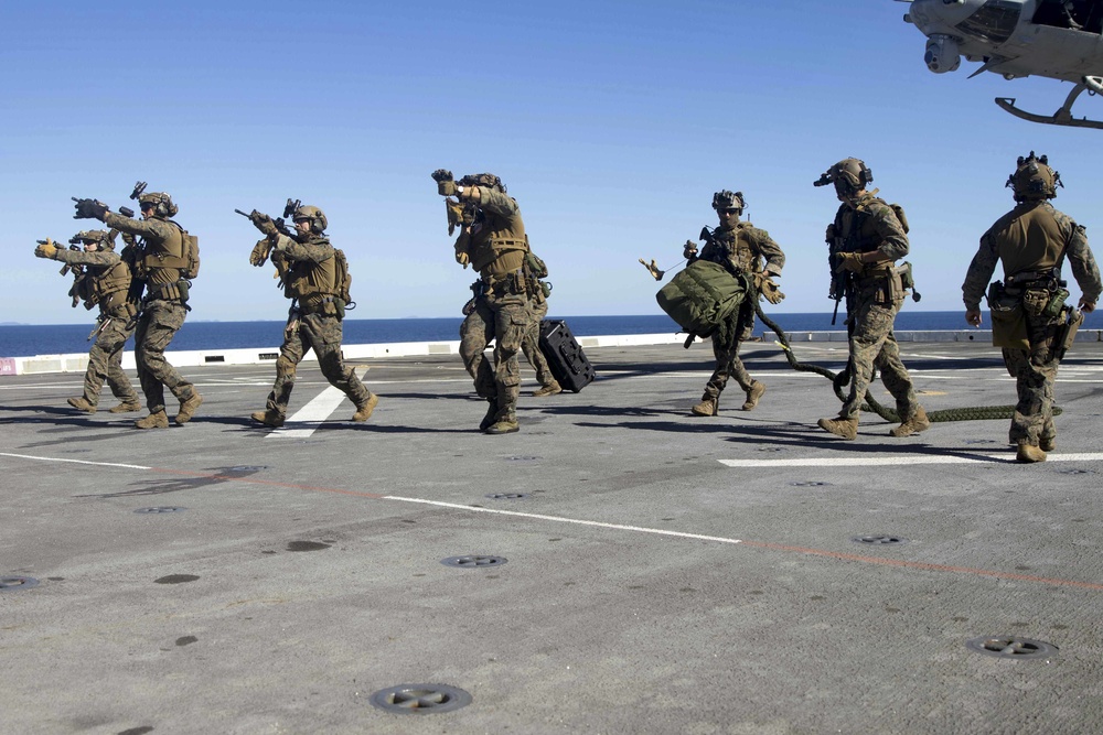 Force Reconnaissance Platoon Executes Fast Rope Drills