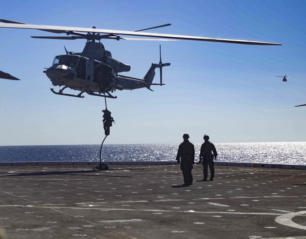 Force Reconnaissance Platoon Executes Fast Rope Drills