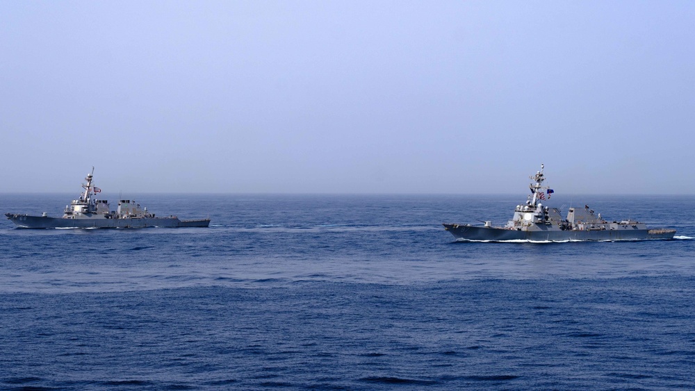 Ronald Reagan Strike Group and Iwo Jima Expeditionary Strike Group conduct trilateral operations with the UK and Dutch Naval Forces assigned to Carrier Strike Group 21 in the Gulf of Aden