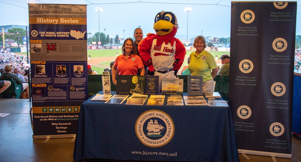 Naval History and Heritage Command attends Fargo- Moorhead RedHawks Baseball Game during Fargo Navy Week