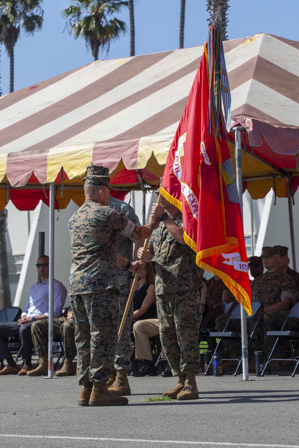 15th MEU Marines conduct a Change of Command ceremony