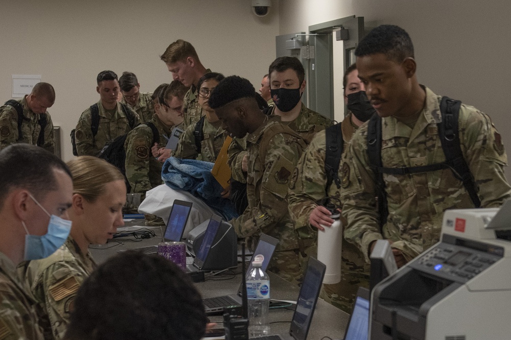 366th Fighter Wing Airmen get processed for deployment