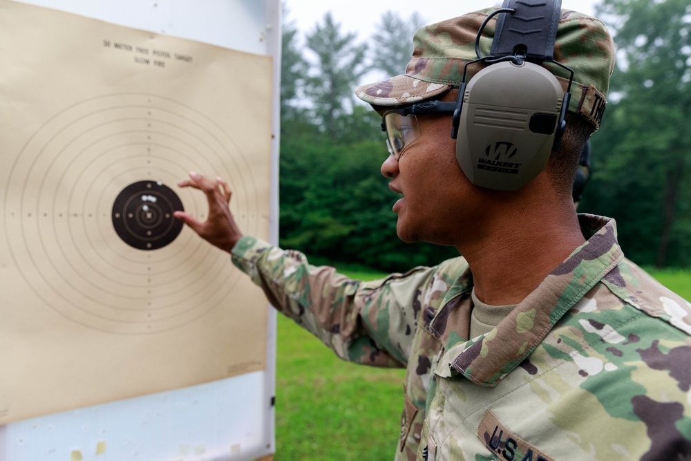 Sgt. Stanley Thompson checks his target