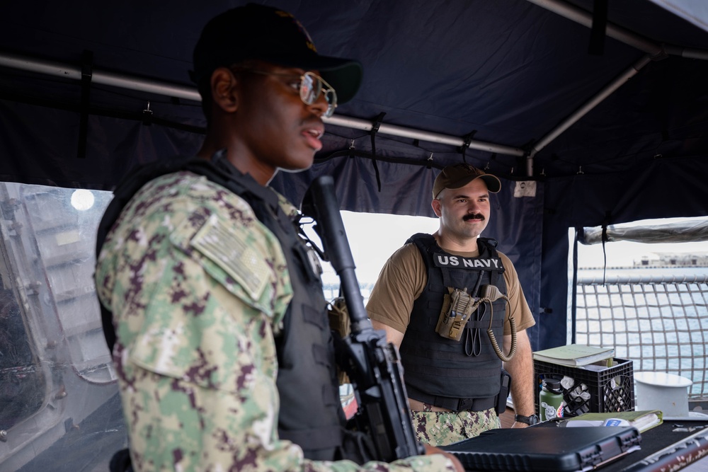 USS Sioux City Sailors Stand Quarterdeck Watch