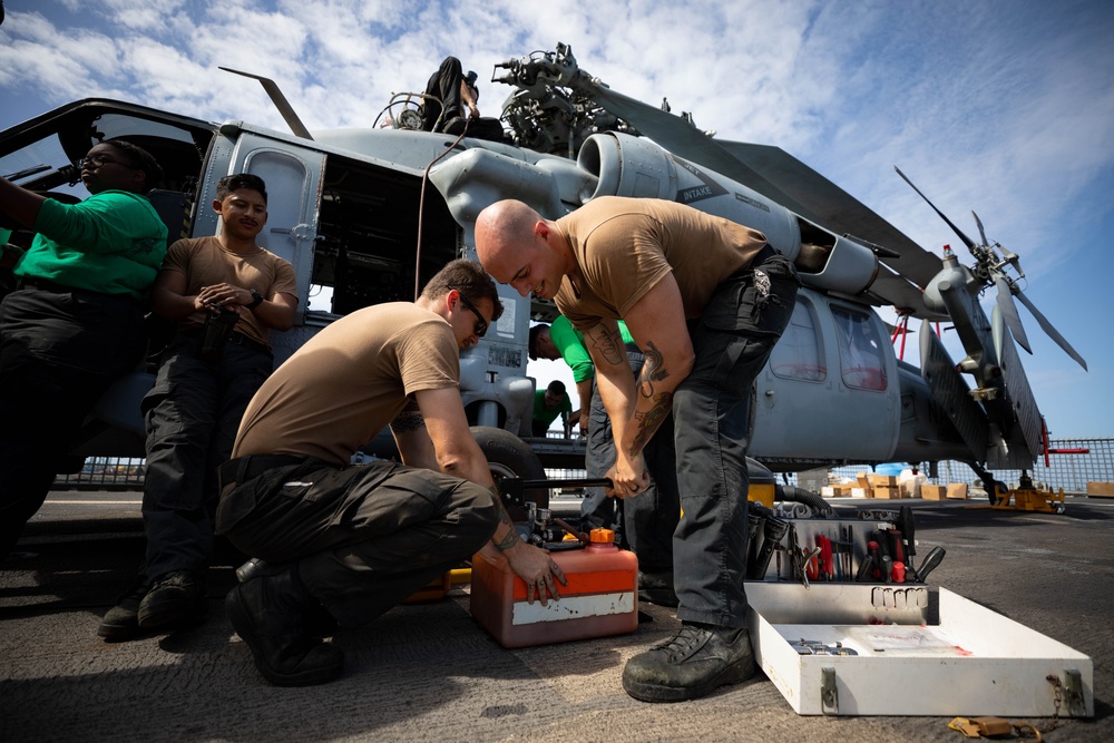 HSC 22 Sailors Conduct Maintenance on an MH-60S Seahawk