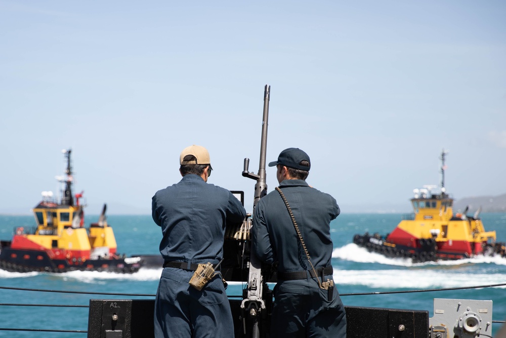 USS Sioux City Sailors Man a .50 Caliber Machine Gun