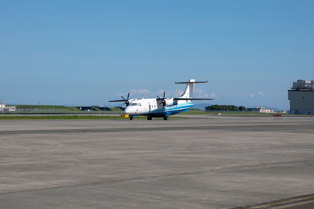 V-22 Osprey and C-146 Wolfhound aircraft staged on MCAS Iwakuni