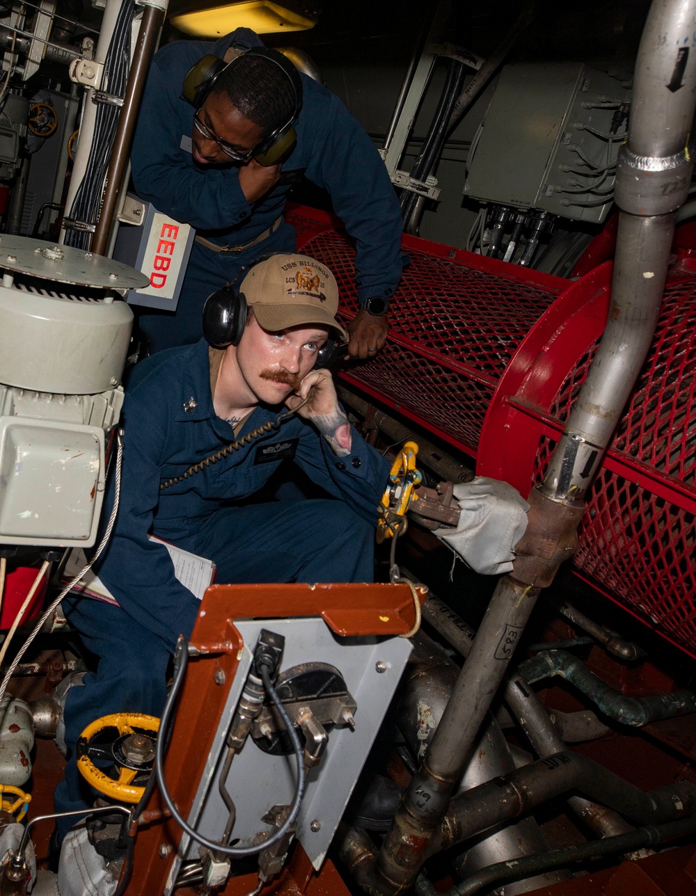 USS Billings Sailors Respond to a Simulated Engineering Casualty