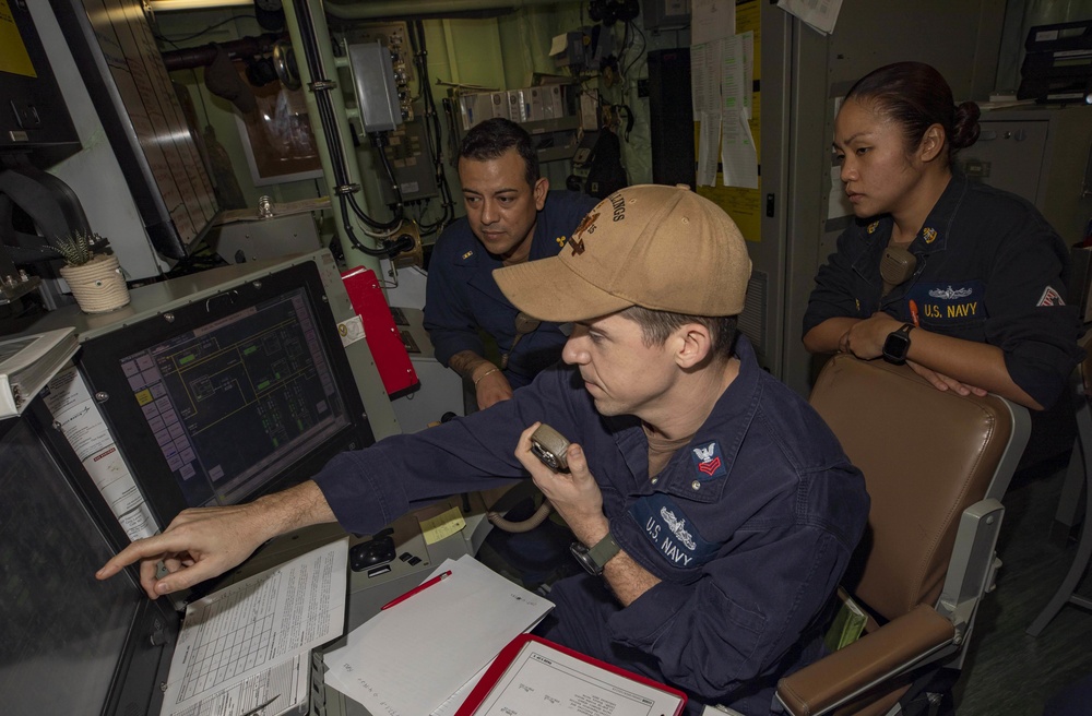 USS Billings Sailor Stands Watch as the Readiness Control Officer